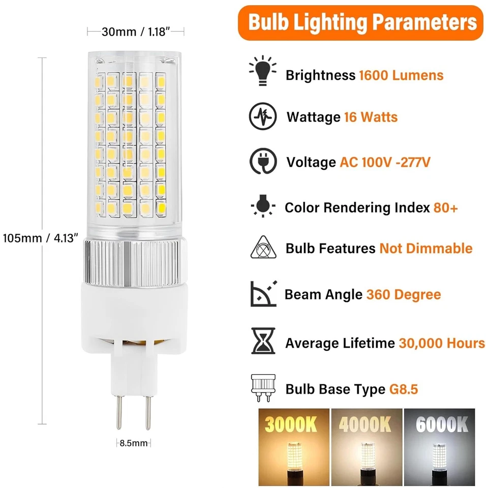 1x LED Lampen 16W 12W G8.5 Bi-Pin-Basis LED Mais Glühbirne Nicht Dimmbar - Bild 4 von 4