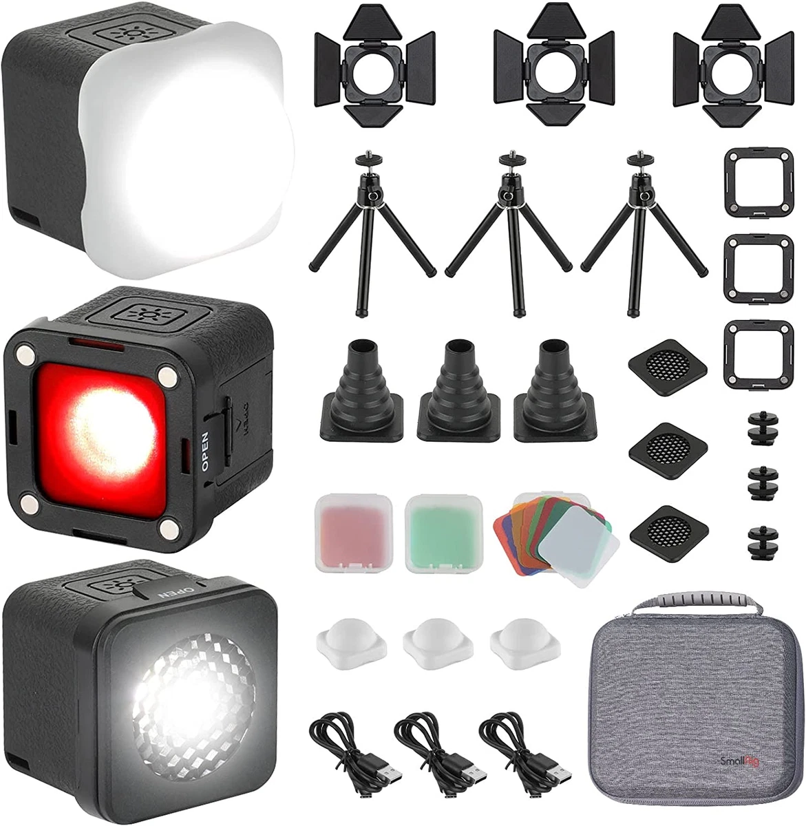 Waterproof LED Video Light Kit 3 Pack SMALLRIG Mini Cube Lights