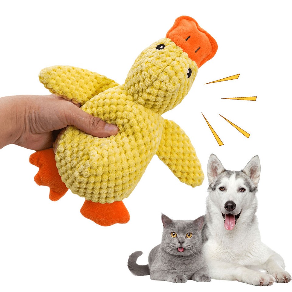 Dog Calming Duck Pet Plush Toy with Quacking Sound Calming Duck Dog Toy