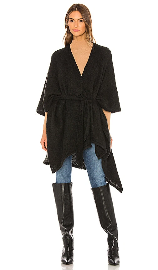 Michael Stars Maya Ruana Negra Cepillada Talla Única L105608 Foto 2 de 4