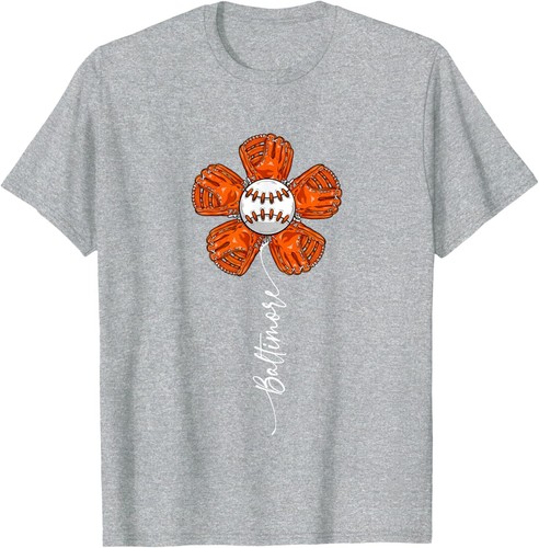 Vintage Flower Baseball Baltimore Lover Player and Fans T-Shirt - Picture 8 of 11