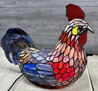 Rooster Tiffany Style Stained Glass Table Lamp Farmhouse Decor Tested VTG Hen