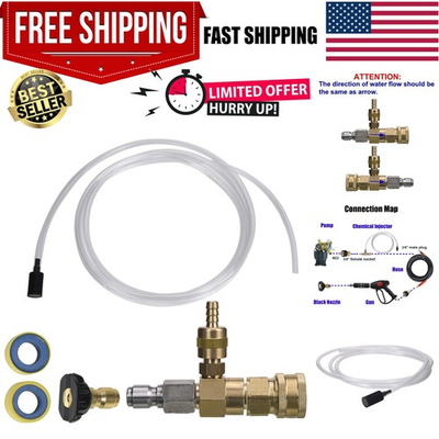 #ad Adjustable Chemical Injector Kit for Pressure Washers 3200 PSI Quick Connect $29.69
