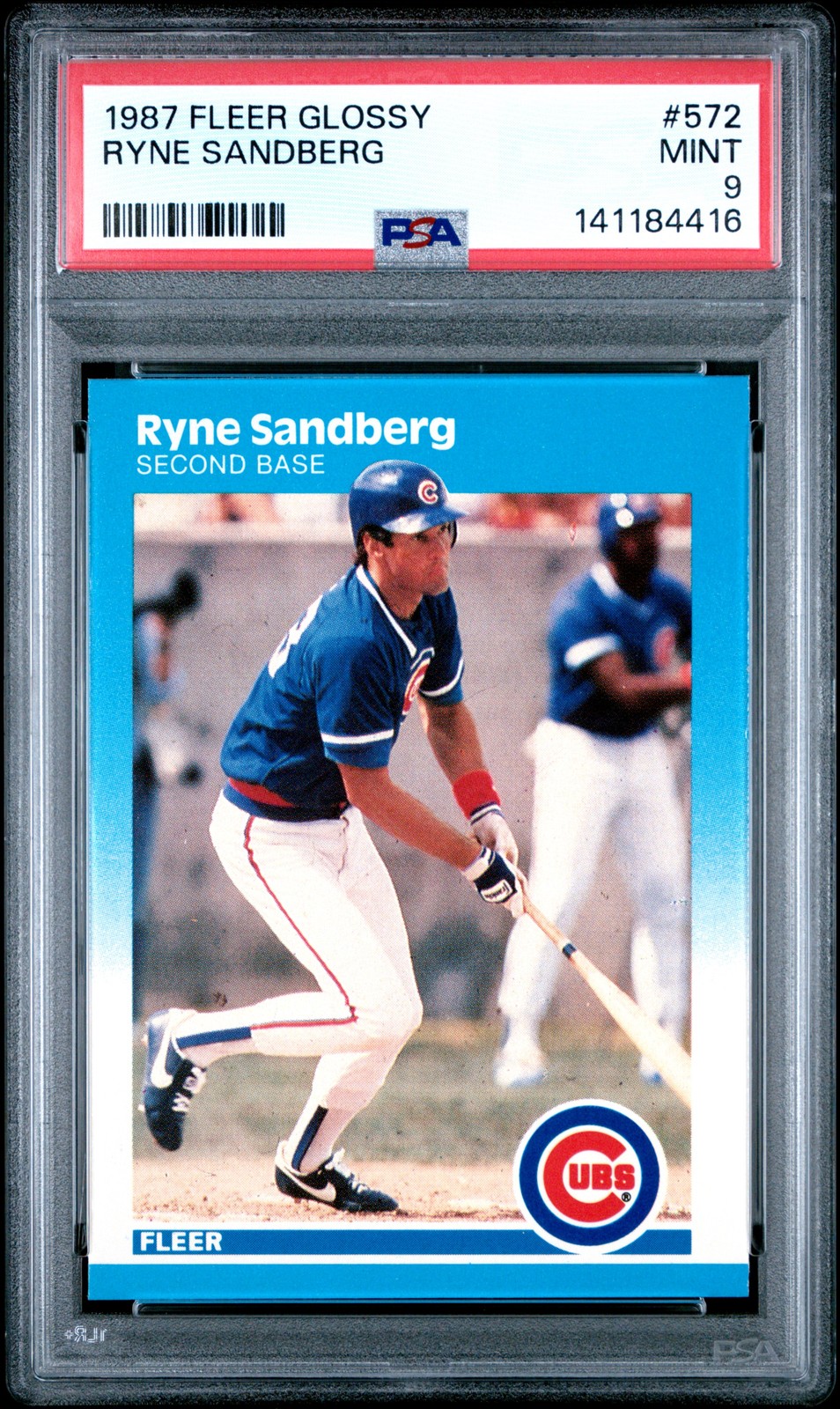 1987 FLEER GLOSSY #572 RYNE SANDBERG PSA 9