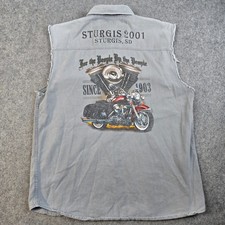Sturgis Motorcycle Rally Cut Off Vest Mens XL Flames Chopper Y2K Grunge 2001