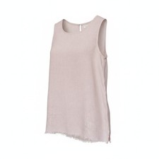 Brave And True Dress S Sleeveless Linen Blush Shift Dress A Line Frayed Hem srn