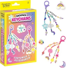 Creativity for Kids Backpack Keychains Mini Kit | Make 2 Trendy Keychains with B