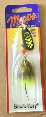 Mepps             Black Fury  #2       Chartreuse Dot  / Gray Chartreuse Tail