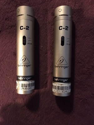 (PAIR) Behringer C2 Small Diaphragm Condenser Mic Silver Wired -10 dB Pad Studio
