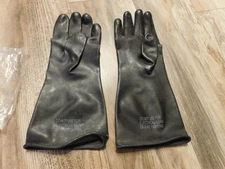 MILITARY BLACK RUBBER PROTECTIVE GLOVES SIZE LARGE NEW