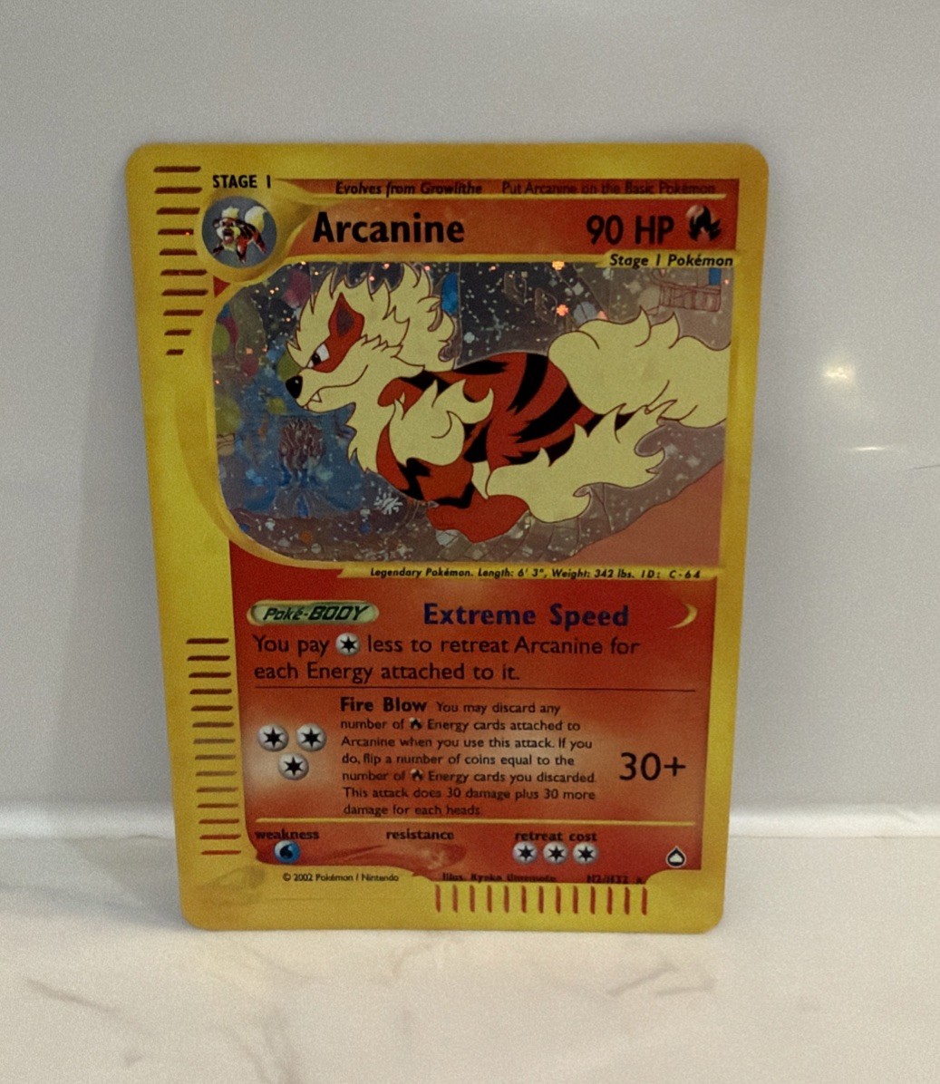 Pokémon Arcanine H2/H32 Aquapolis Holo Rare 90 HP English 2002 NM+