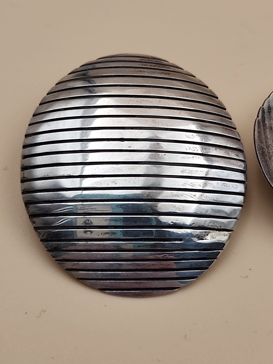 Native American Solid Sterling Silver Ridged Earr… - image 6