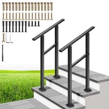 2 Pack Outdoor Stair Hand Rails 2 Step Porch Deck Railing Kit &ndash; Galvanized Steel
