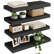 4 PACK Floating Shelves, Black Wall Shelves, Display Shelves for Wall Decor New
