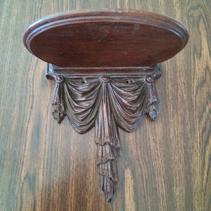 VTG SyrocoWood Mid Century Wall Shelf Wood & Ornawood Swag Drape 9"L x 8"Wx5"D