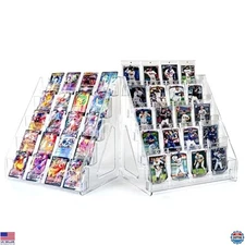 5-Tier Clear Card Display Stand (2-Pack) - Organizer for Trading Cards & Slabs