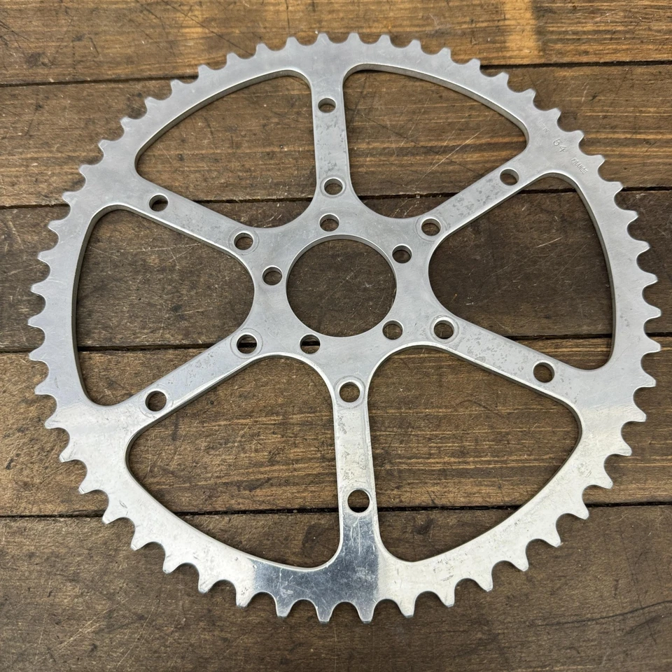 Plato Vintage TA 54T 6 Pernos 80 BCD Bicicleta 54 Rueda Cadena Aleación Brevete BIg Anillo Foto 4 de 4