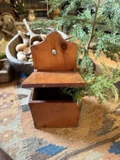 Primitive Antique Wooden Salt Box Apothecary Early Cabin Goods