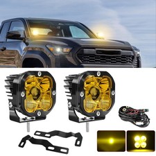 3 80w Amber Led Pods Ditch Light Mount Wiring Kit For Toyota Tacoma 2016-2023 3 80w Amber Led Pods Ditch Light Mount Wiring Kit For Toyota Tacoma 2016-2023