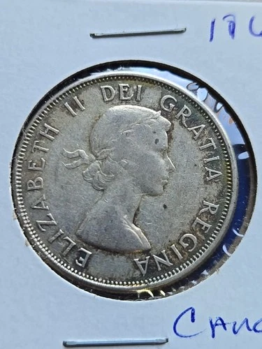 1961 Silver Queen Elizabeth II Canadian 50 Cent - Half Dollar- 80% Silver
