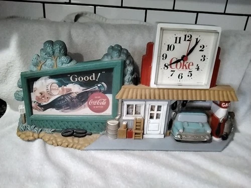 Vintage 1990 Coca-Cola Wall Clock Rt 66 Gas Station Garage Burwood Products