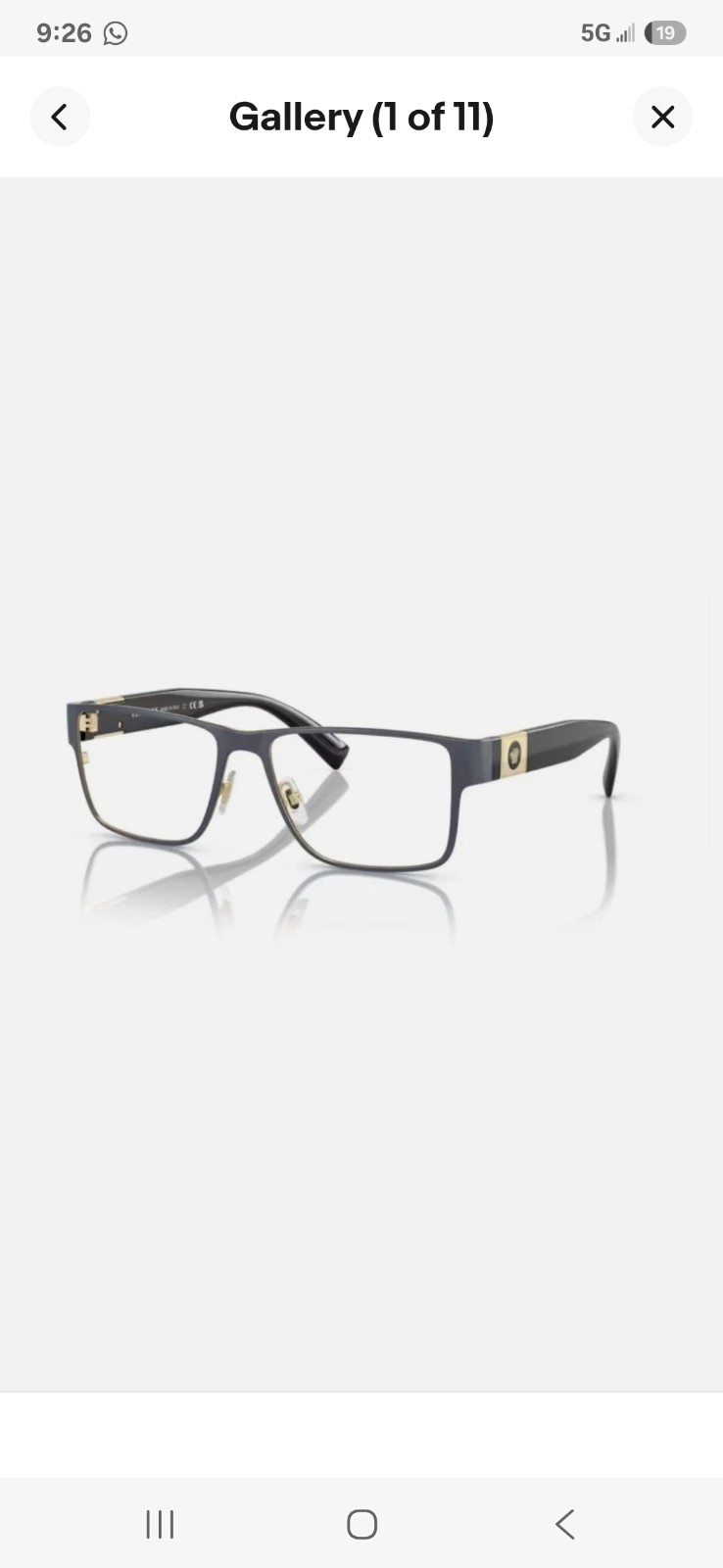 Versace MOD 1274 1468 Eyeglasses Frame 55-17-140 Blue square Medusa Arms 