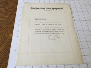 original 1920’s signed letter, from printer: John Henry Nash