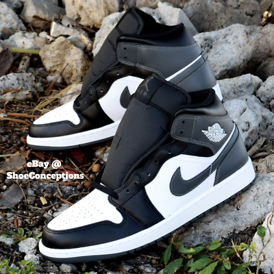 Nike Air Jordan 1 Mid Shoes Black Iron Gray White DQ8426-001 Men's Sizes NEW