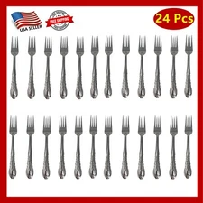 24 Pieces Stainless Steel Dinner Forks Flatware Tableware Set Kitchen 7.25 inch