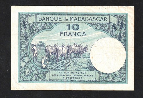 MADAGASCAR, BANCONOTA DA 10 Franchi (1937-1947) WWII, P-36 - Foto 2 di 2