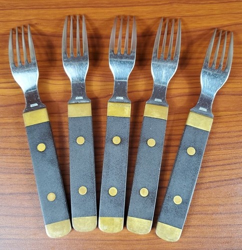 5 Mikasa SCANDIA BURL SRB33 Mid Century Modern Flatware Dinner Forks - Picture 2 of 3