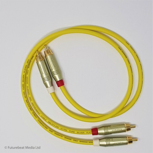 Van Damme Pro Grade RCA Phono Cable Silver Plated Pure OFC Yellow 75cm - 第 1/6 張圖片