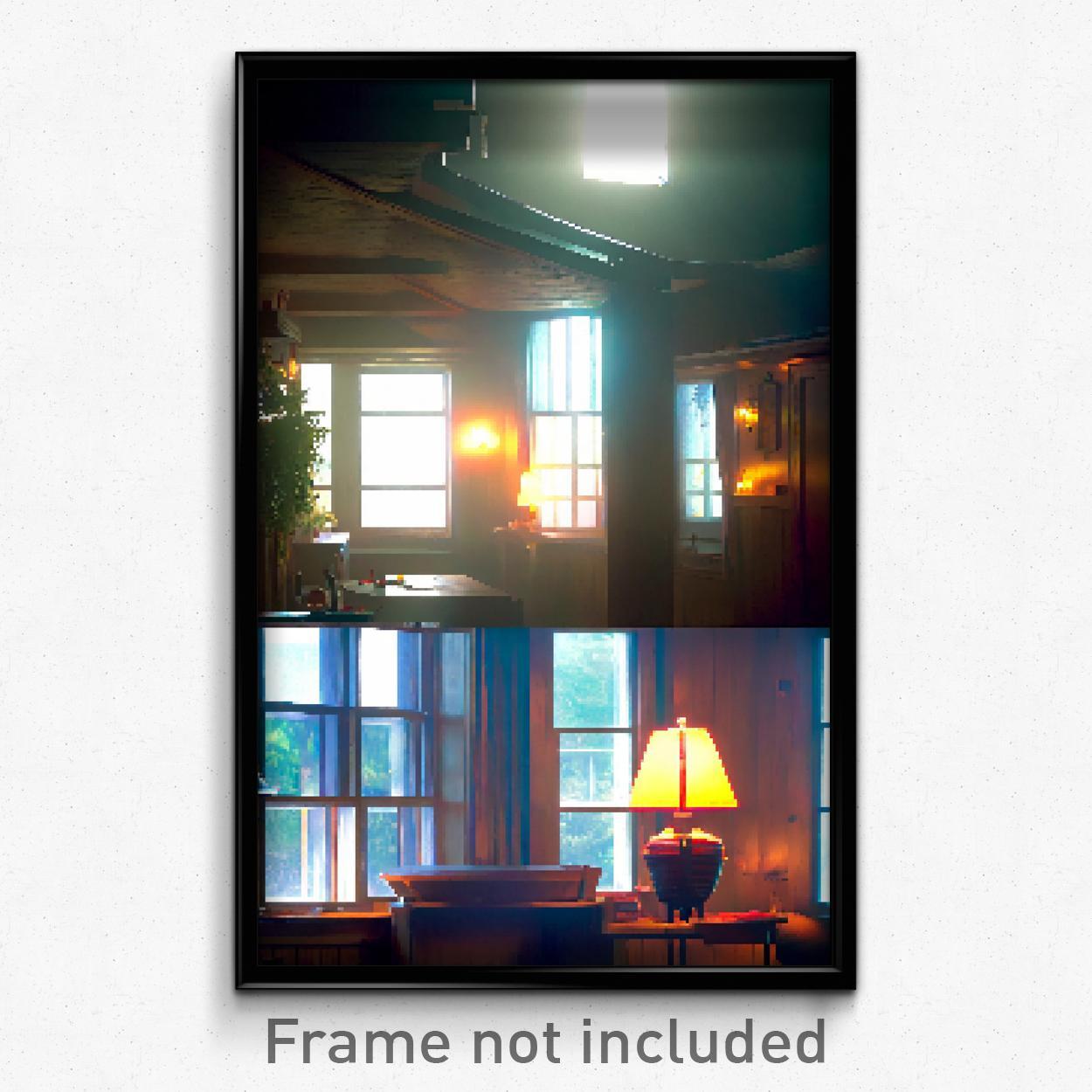 8 Bit Psychedelic Pixel Art Poster - Buoyant Home Trippy Game Print