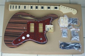 A Faire Soi Meme Construire Votre Propre Guitare Kit J Master Thinline Edge Bound Dark Zebra Wood Top Ebay
