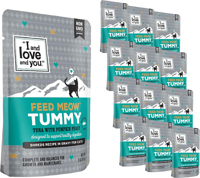 (Pack of 12)Feed Meow Tummy Wet Cat Food - Tuna + Pumpkin, Shredded, 3 Oz 