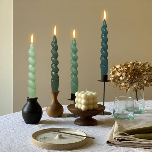 4 x New Multi Color Spiral Taper Candlesticks Unscented Twist Dinner Candle 7.5" - Picture 13 of 40
