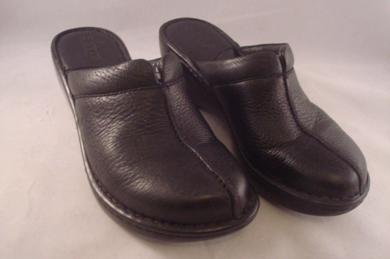 BORN Mules Womens Size 6M Slip On Leather Block Heel Black eBay
