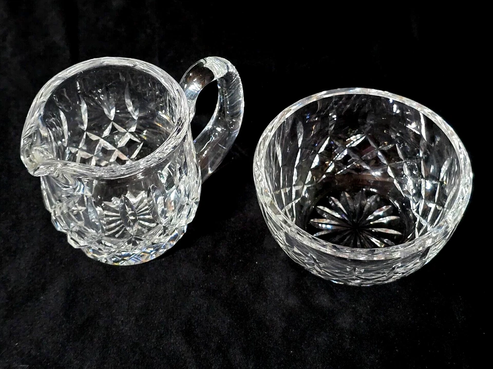Crema y azucarero abierto Waterford Crystal vintage KERRY (tallo de bola antiguo) Foto 2 de 4