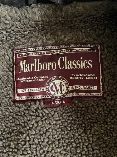 Marlboro Vintage Brown rare winter jacket hype y2k sherpa Size L - Picture 4 of 9