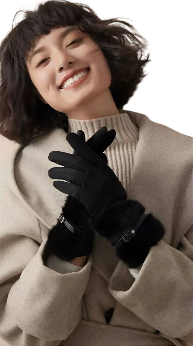 Women's Touchscreen Gloves With Furry Cuffs, Stylish and Elegant