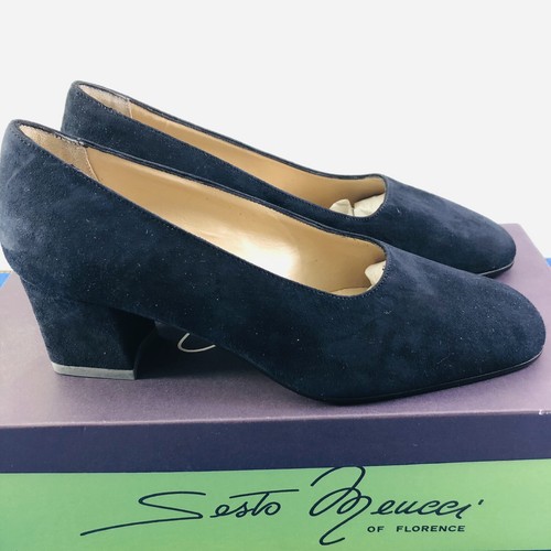 NEW Sesto Meucci Womens US 5.0 M Philly Navy Suede Leather Heel Pumps Shoes NIB - Picture 3 of 12