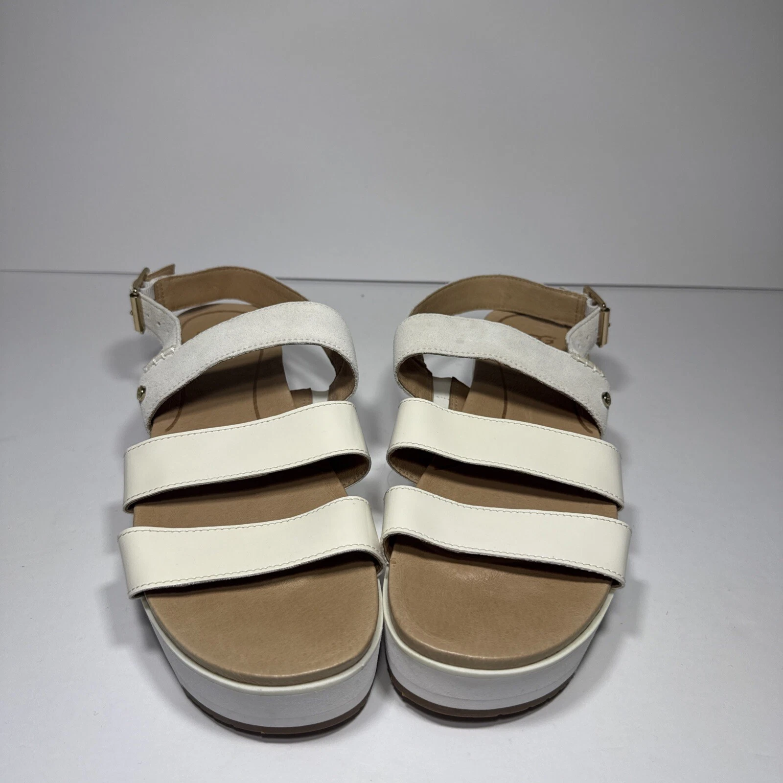 UGG Braelynn sandalo plateau pelle gelsomino bianco grigio taglia 8