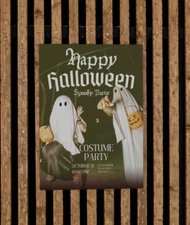 Custom Halloween Poster Spooky Costum Party Printable Online Digital İnvitation