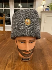 Vintage Authentic 1989 Soviet Army Colonel Winter Hat Papaha Original Cap Badge