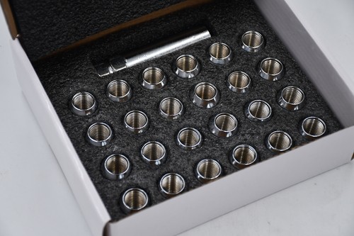 Set 24 Epoch Open End Spline Lug Nut Kit Chrome 14mm x 1.5 1" Tall M14x1.5 - Picture 2 of 5