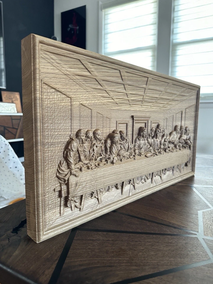 Decoración de arte de pared tallada en madera Última Cena Foto 2 de 4