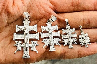 925 Silver Crucifix Caravaca Cross Pendant / 925 Silver Caravaca Cross - ESP19