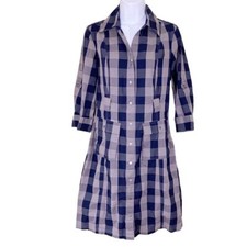 Converse One Star Checked Dress Snap front Lightweight Blue Gray S