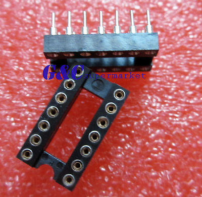 10Pcs 14Pin Sip Socket Adaptor Gold Plated Machined Dip Round Solder Type