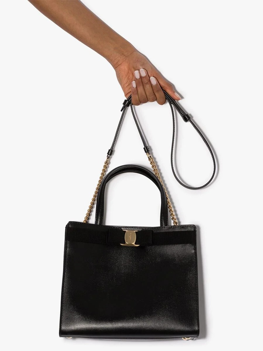 ☆FERRAGAMO☆ VARA BOW Basket Tote 2wayバッグ NATURALE/NERO Vara leather tote in black - Ferragamo | Mytheresa